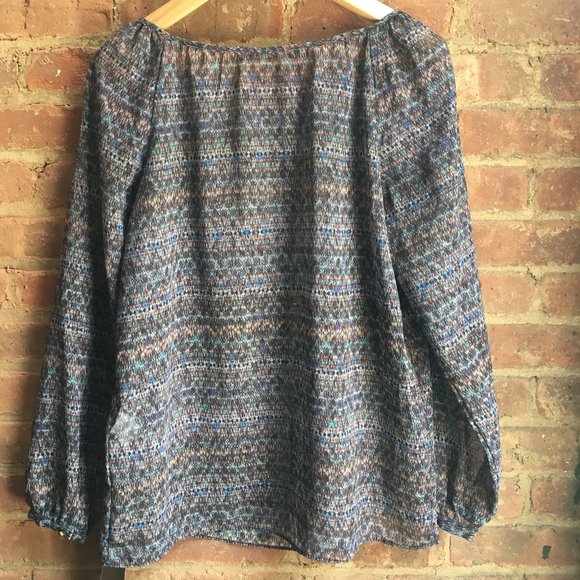 Printed Flowy Blouse with Tie NWT - Picture 5 of 5